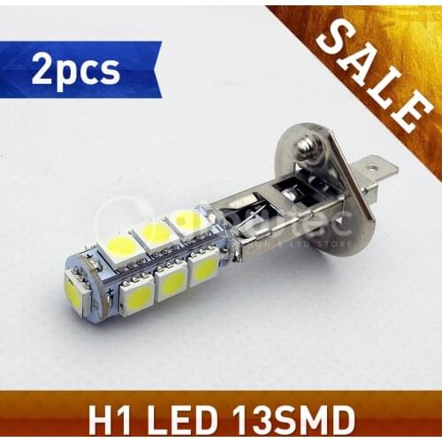 SALE 2pcs H1 13SMD LED 6000K Car Auto 13 LED SMD White Head Fog Headlight Light Bulb 12V GLOWTEC
