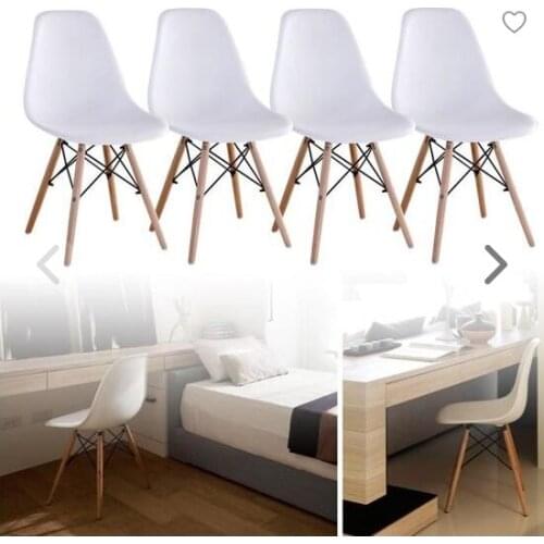4 lounge chairs PP stool surface solid beech chair legs removable Dining Room Furniture Dining Chairs Stylish and elegant