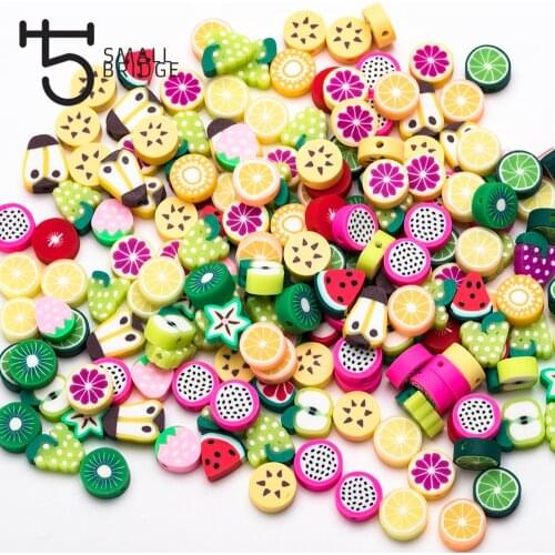 Mix Design Fruit Polymer Clay Beads for Bracelets Making Diy Accessories Perles Colorful Printing Clay Beads Wholesale C301