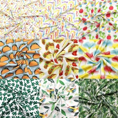 50*145cm Patchwork Plant Double Brushed Poly Knit Fabric for Tissue Sewing Quilting Fabrics Needlework Material DIY Handmade