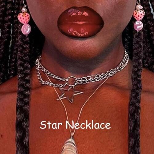 Y2K Jewelry Number 222 Crystal Star Necklace for Women Egril Aesthetic Vintage Punk Necklace 2000s Fashion Friends Gifts