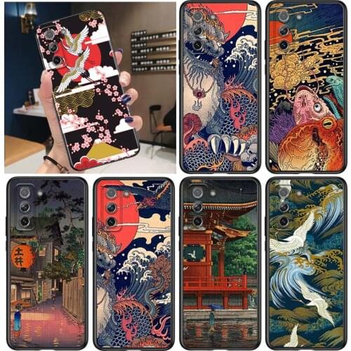 Japanese Art for Samsung Galaxy S21 Ultra Plus Note 20 10 9 8 S10 S9 S8 S7 S6 Edge Plus Black Phone Case
