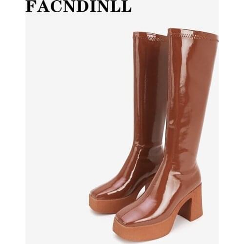 Women Boots New Autumn Winter Warm Designer British Style Chelsea Boots Ladies High Heels Shoes Elegant Knee High Booties 34-40