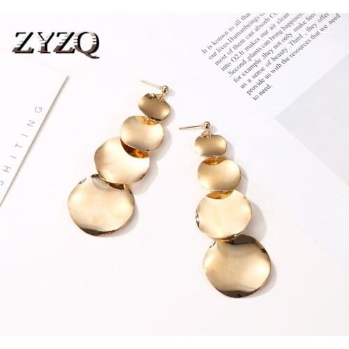 ZYZQ New Trendy Hyperbole Women Accessories Fashion Stud Earrings Party Wear Jewel Earrings Wholesale Lots&Bulk Round Metal
