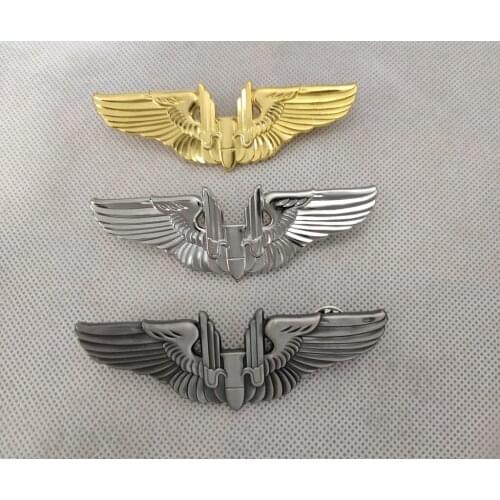 3PCS U.S. ARMY AIR FORCES AERIAL GUNNER BADGE PIN US PILOT WINGS METAL BADGE INSIGNIA
