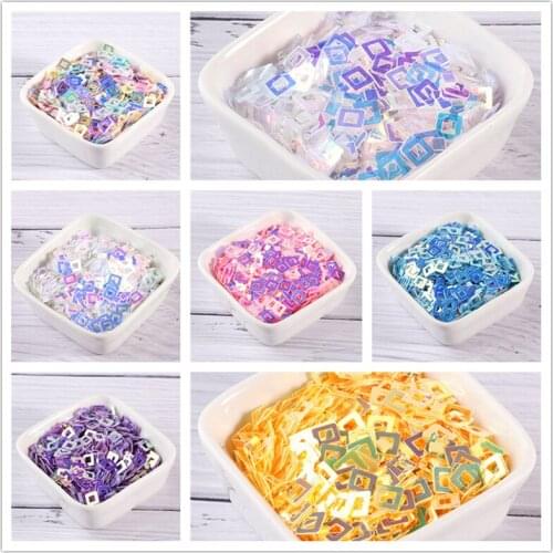 10G/Back 6MM Macaroon Colors Hollow Square Shape Loose Sequins Paillettes For DIY Nail Arts Manicure,Wedding Decoration Confetti