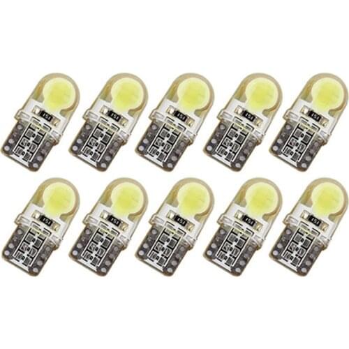 10pcs Auto T10 Car Light Bulbs 1 W COB Turn Signal Light 194 W5W LED COB Silica Car Turn Side License Plate Light Lamp DC12V