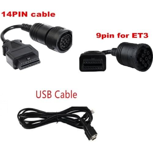 14PIN cable and 9PIN cable For Cat ET3 Adapter 3 III ET-3 WIFI Wireless Truck Diagnostic Tool