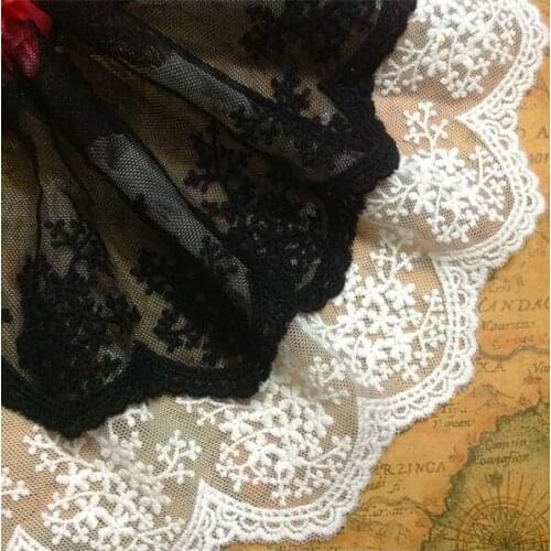 5 Yards Free Shipping Black White Soft Wedding Embroidery Lace Trim Bridal Lace Fabric 11CM Width