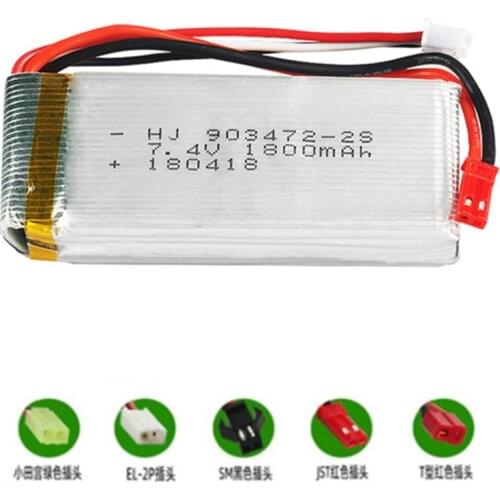 7.4V 1800mAh 903472 Lipo Battery For WLtoys L959 L969 L979 L202 L212 RC Car Huanqi 955 RC Boats Spare Parts