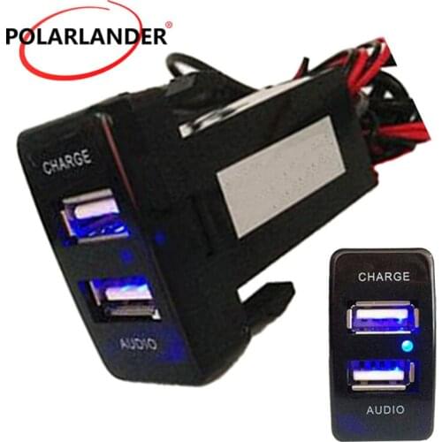 2.1A Dual USB Car Charger MP3 Audio Player ABS for Mazda Socket Dashboard Cell Phone