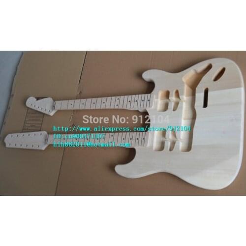 Free shipping wholesale and retail new unfinished double neck electric guitar no paint F-1466