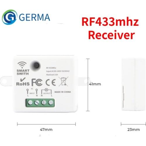 GERMA Mini Wireless Smart Switch Light Electrical 433MHZ RF Relay Receiver Home Led Lamp ON/OFF 220V