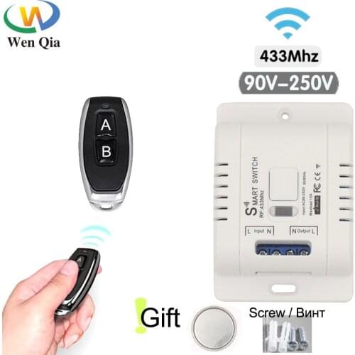 433 Mhz Wireless Light Switch with Remote Control 220V 10a Big Relay Receiver Push Button Switch Use for Ceiling Lamp Fan Led