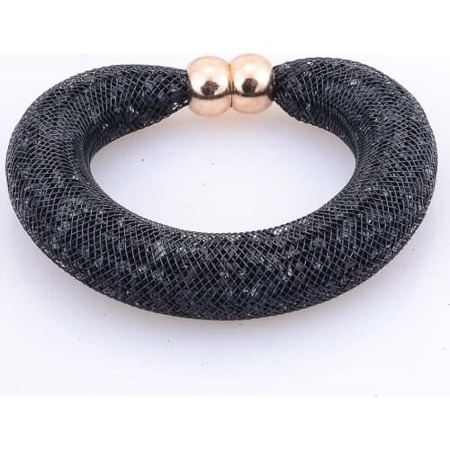 Miasol Crystal Bracelets Mesh Chain And Full Transparent Tiny Resin Crystal Magnetic Charm Bracelet