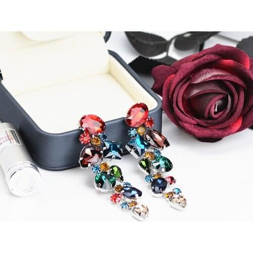 Color Stud Earrings, Aretes De Mujer Modernos 2021, Largos Jewelry lrregular Rhinestone Hyperbole Accessories CORUIXI