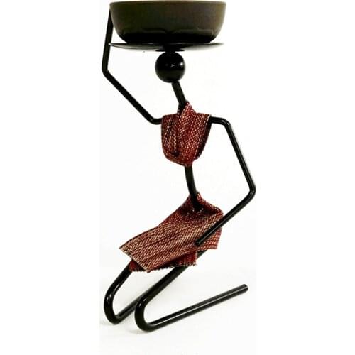 Elegant Metal Candlestick Iron Rack Black Person Decoration Figurine Statue Party Weddings Christmas Multifunction Desktop