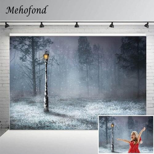 Winter Forest Tree Backdrop Night Moonlight Snowflake Children Subject Portrait Photography Background Photo Studio Photoshoot