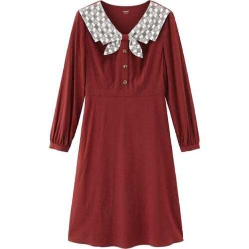 INMAN Spring Autumn One-Piece Elegant Art Style Butterfly Shape Collar Women A Line Women Dress
