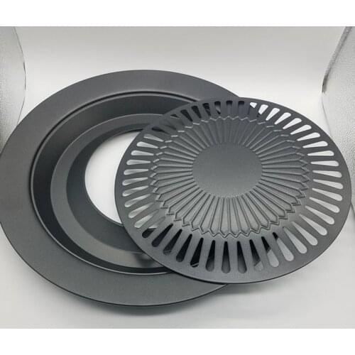 Korean BBQ Plate Home barbecue plate Household smoke-free non-stick round frying pan Thickened cassette oven bakeware