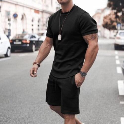 Shorts Set Men Summer Fashion Fitness Suit Fashion Round Neck Breathable T-Shirt Sportswear Fitness Male Jogger Tracksuit