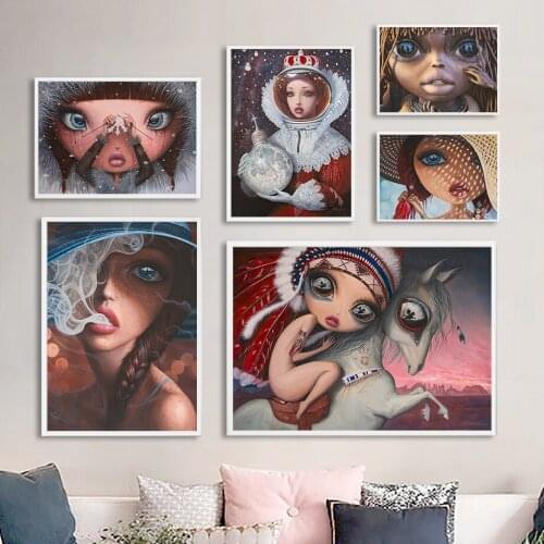 Colorful Beauty Characters Bird Horse Wall Art Canvas Painting Nordic Posters And Prints Wall Pictures For Living Room Decor
