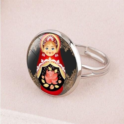 Matryoshka doll Ring Russian Doll Folk Art Pattern Finger Ring Fashion Retro Punk Style Jewelry