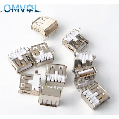 BRASS PART USB-A USB Female Type A 4-Pin DIP Right Angle Plug Jack Connector 90 deg Bent pins , NOT iron