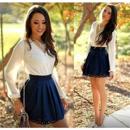 Fashion Womens Dress Long Sleeve Sundress Evening Party Summer Beach V Neck Patchwork Dresses Womens Clothes Summer Dress