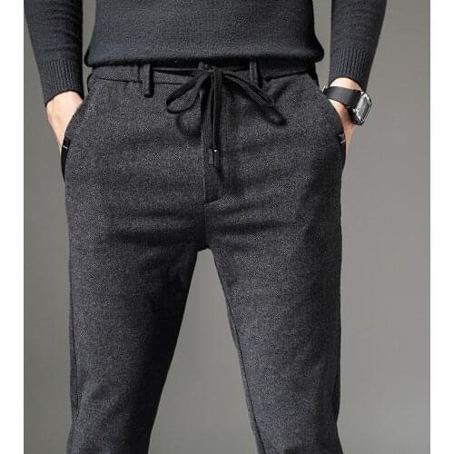 Fashion Men Clothing 2020 Autumn Winter Casual Men Pants Classic Black Blue Business Work Pant Slim Fit Straight Trousers Male