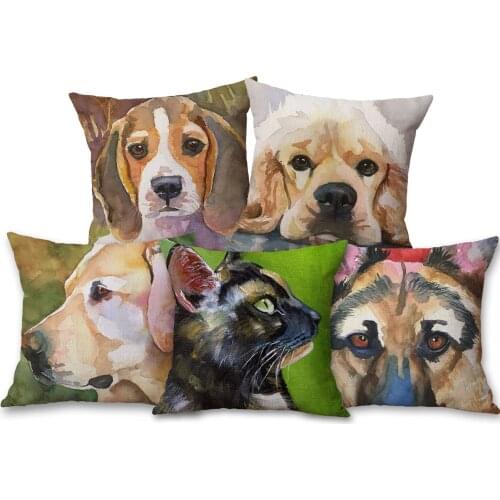 Pug Dog Jack Russell Terrier Cushion Cover Lovely Animal Pet Throw Pillow Case 45X45cm Living Room Sofa Decoration
