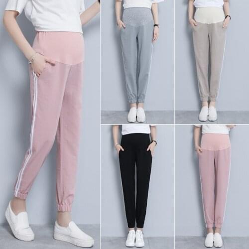 2020 New Fashion Maternity Harem Pants Stripes Sport Trousers Nine for Pregnancy Women Outdoor Clothes Spring Summer Mom Wear
