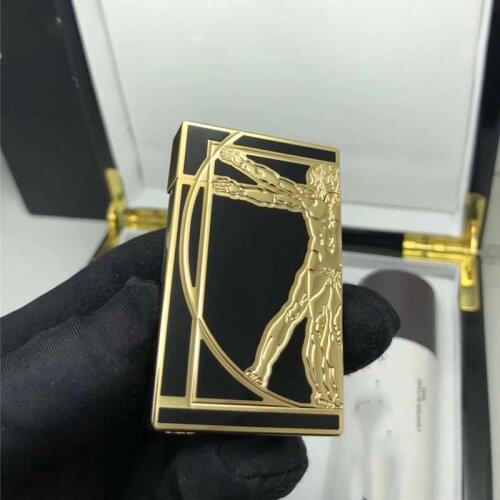 100% new vintage dupont gas lighter gas cigarette lighter polished jet gasoline flint lighter metal gas lighter