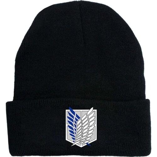 Winter Fall Adult Girls Boys Halloween Cosplay Attack On Titan Logos Thin Knit Beanies Men Women Winter Hats Hedging Caps