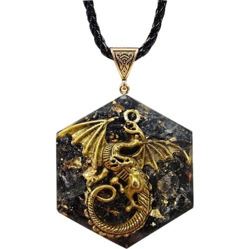 Dragon Pendant Necklace Orgone Necklace Obsidian Energy Healing Crystal For Women Jewelry Lucky Symbol