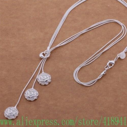 Silver Plated Necklace, Silver Plated fashion jewelry Three wire flower tai chi /eqoanhva brqakixa AN541