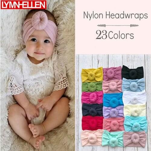 New Newborn Baby Girls Wide Cute Candy Color Nylon Bow Headband Super Soft Knot Bow Nylon Head Wraps Accessories Decoration Gift