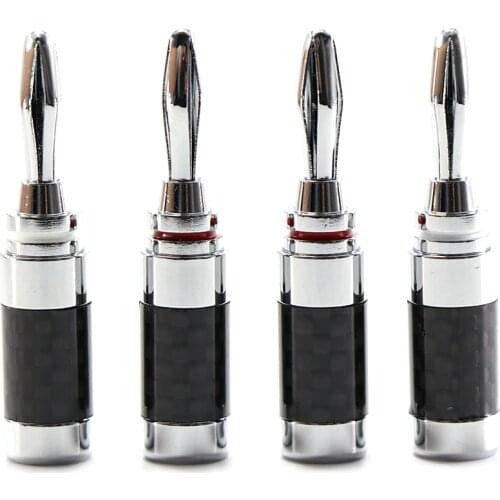 8Pieces Hight Quality Carbon Fiber Series Rhdium Plated Banana connector for speaker cable