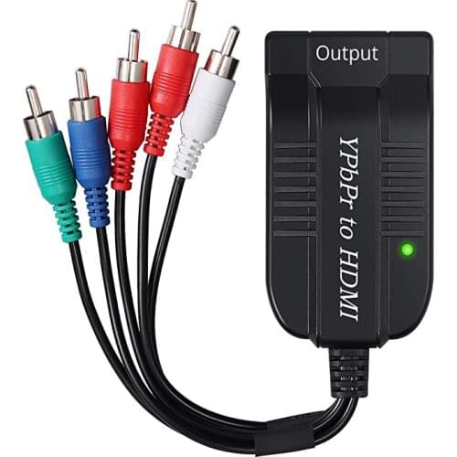 Component to HDMI Converter Support 1080P Male YPBPR RGB + R/L Audio to HDMI 1.3 Adapter 5RCA to HDMI with USB Cable