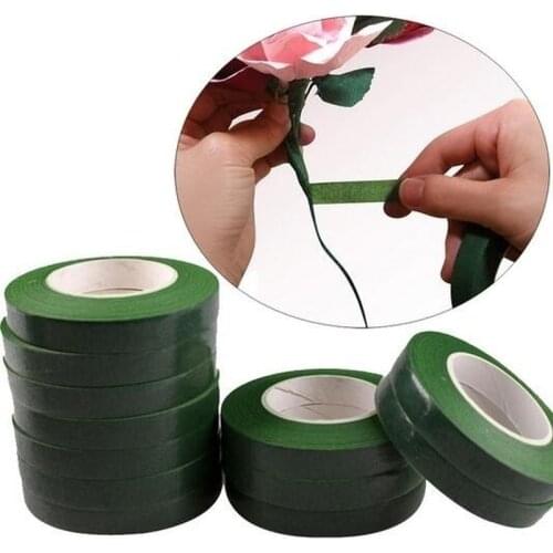 1 Roll 45M Self-Adhesive Green Paper Tape Grafting Film Floral Stem for Garland Wreaths DIY Craft Artificial Silk Flower
