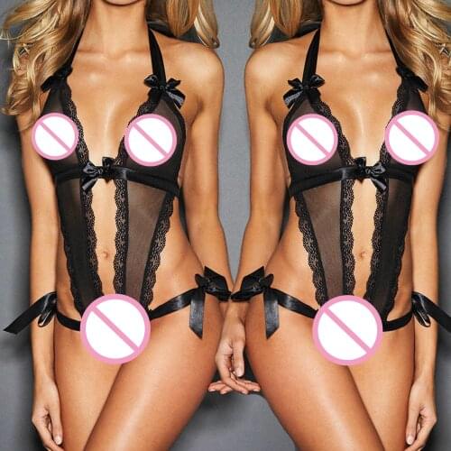 Sexy Costumes Lace Siamese Perspective See Through Ladies Nightwear Three-Point Underwear G-string Sexy Lingerie Adult Products