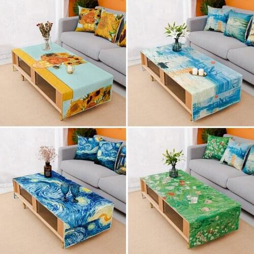 Nordic style ocean sunflower pattern tablecloth Cover cloth Cotton and hemp fabric art Tischtuch Nappe Mantel Toalha