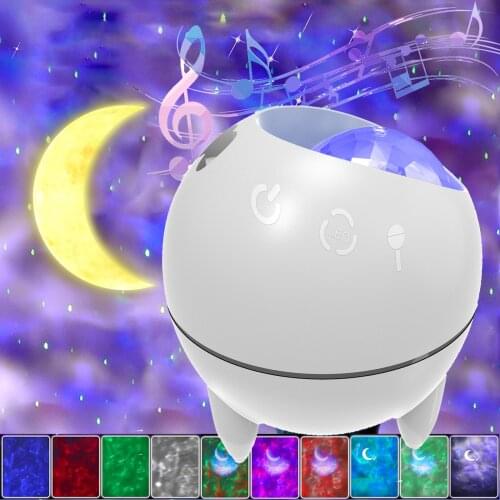 LED Star Galaxy Projector Night Light Music Player Bluetooth Decor Rotate Starry Sky Porjectors Decoration Bedroom Lamp Gifts
