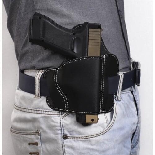 Cowhide Tactical Concealed Pistol Belt Holster Army Hunting Airsoft Gun Carry Holster Waist Pouch Right Hand For Most Pistol Gun