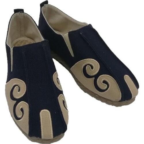 Men Women Comfortable Loafers Handmade Linen Loafers Retro Kungfu Tai Chi Flats Breathable Soft Non-slip Casual Slip-On Footwear