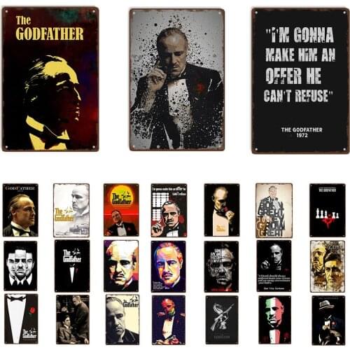 Vintage Metal Film Posters Tin Sign The Godfather 1972 Movie Iron Painting Home Decor for Bar Pub Club Man Cave Vintage Sign