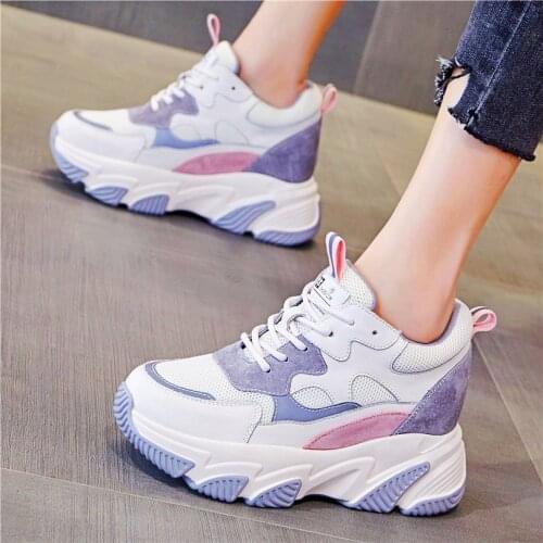 Platform Ankle Boots Womens Breathable Cow Leather Fashion Sneakers Increasing Height Round Toe Creapers 35 36 37 38 39 34