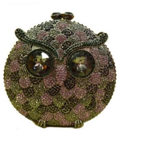 XIYUAN female owl shape Clutch Bag Luxury Diamond Crystal Evening Bags Party Bridal Handbags green Women Purse handbag for lady