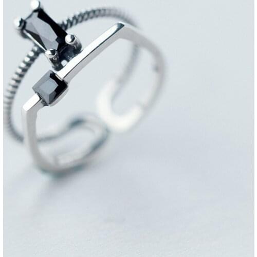 Silver Color Black Zirconia Crystal Ring For Women Wedding Rings Fashion Anel Anillos