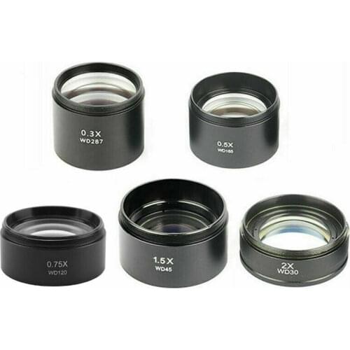 0.3X 0.5X 0.75X 1X 1.5X 2X Stereo Microscope Barlow Objective Lens Mounting M48